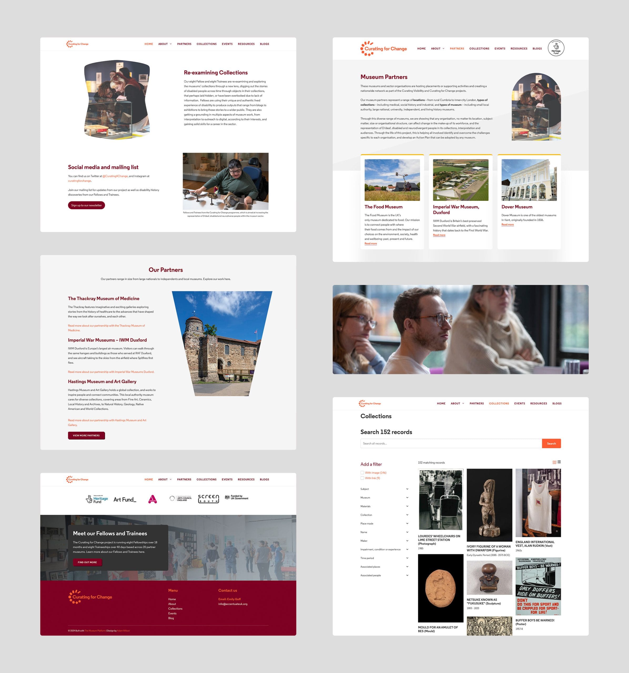 A mockup of the curating for change website